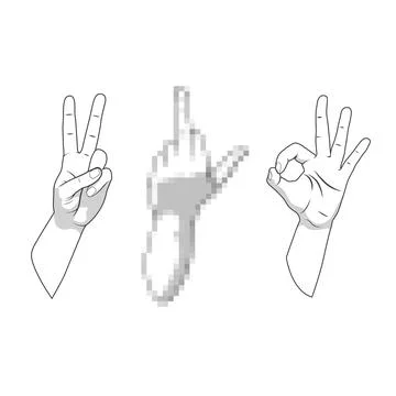 Censored prohibited offensive hand gestures Stock Illustration