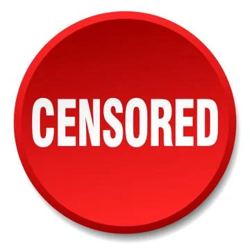Censored red round flat isolated push button Stock Illustration