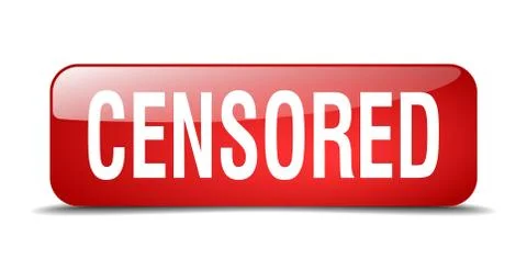 Censored red square 3d realistic isolated web button Stock Illustration