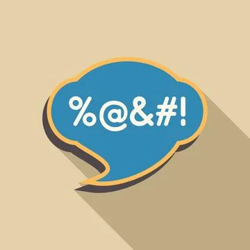 Censored speech bubble showing forbidden words with long shadow Stock Illustration