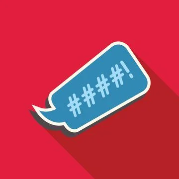 Censored speech bubble showing hashtags on red background Stock Illustration