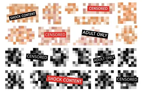 Censored square elements black and beige colors. Pixel blur explicit, blurred Stock Illustration
