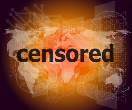 Censored text on digital touch screen - social concept Stock Illustration