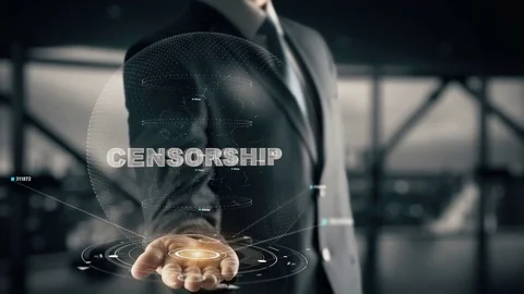 Censorship with hologram businessman concept Stock Footage