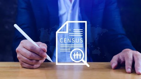 Census Digital data virtual with Network. official count or survey of popul.. 写真素材