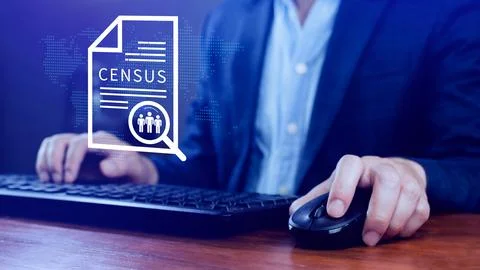 Census Digital data virtual with Network. official count or survey of popul.. 写真素材