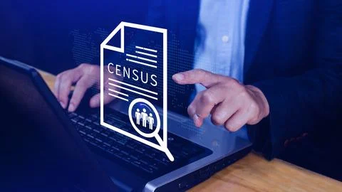 Census Digital data virtual with Network. official count or survey of popul.. 写真素材