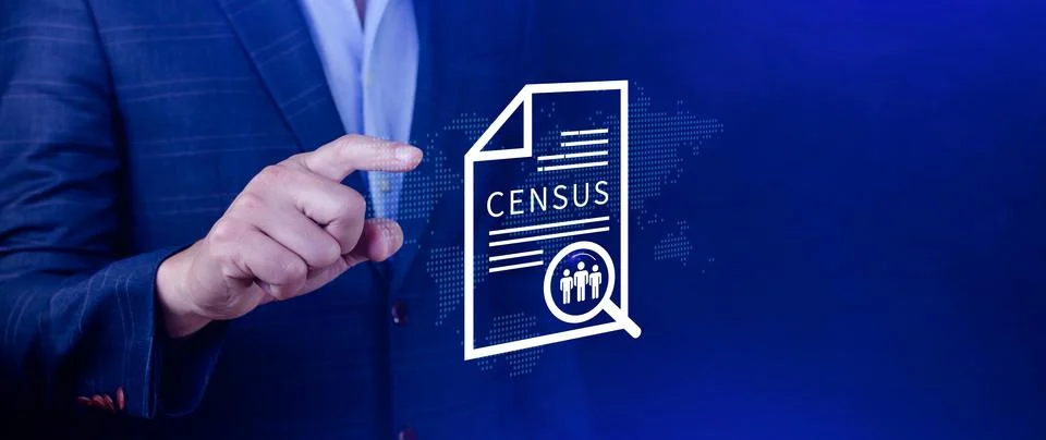 Census Digital data virtual with Network. official count or survey of popul.. Foto stock