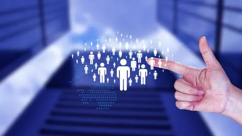 Census Digital data virtual with Network. official count or survey of popul.. Foto stock