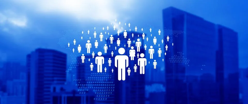 Census Digital data virtual with Network. official count or survey of popul.. Stock Photos