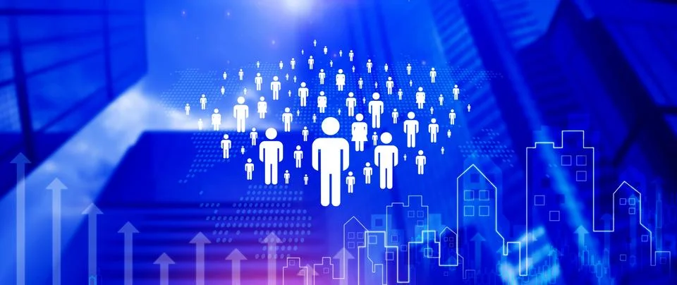 Census Digital data virtual with Network. official count or survey of popul.. Foto stock