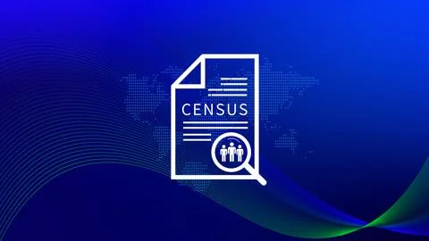 Census Digital data virtual with Network. official count or survey of popul.. 스톡 사진