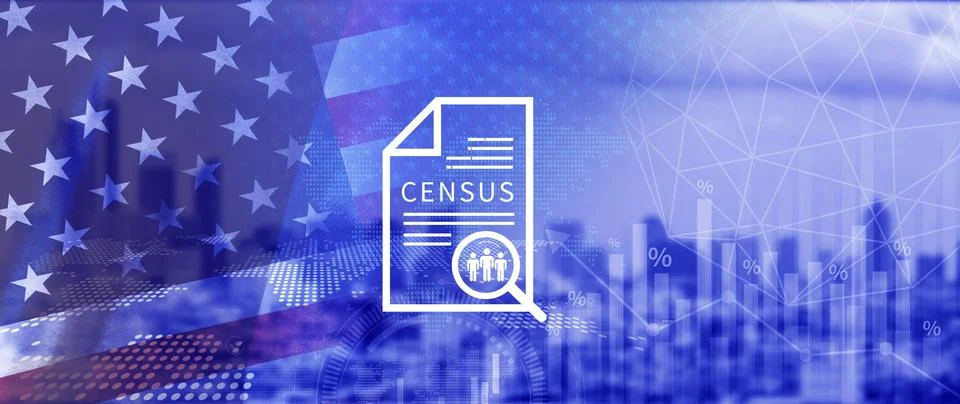 Census Digital data virtual with Network. official count or survey of popul.. Фото