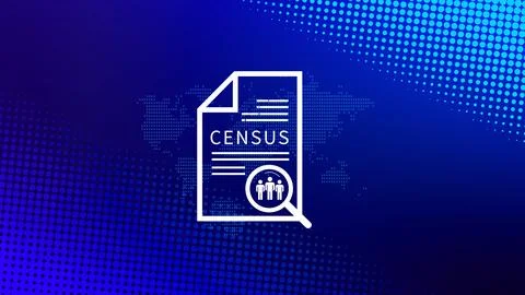 Census Digital data virtual with Network. official count or survey of popul.. Foto stock