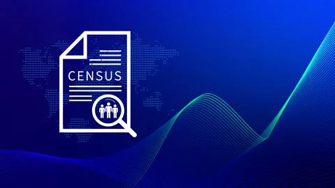 Census Digital data virtual with Network. official count or survey of popul.. Foto stock