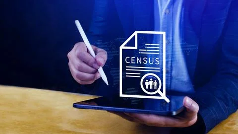 Census Digital data virtual with Network. official count or survey of popul.. 写真素材
