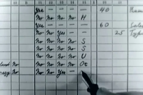 Census enumerator makes entry about employment status in census schedule - 1940 Stock Footage 107365340