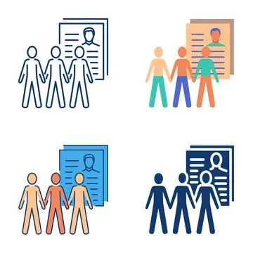 Census records icon set in flat and line style Stock Illustration