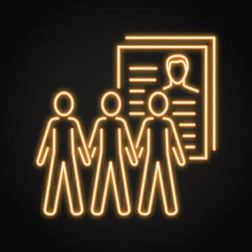 Census records neon line icon Stock Illustration