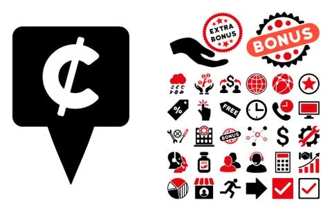 Cent Map Pointer Flat Vector Icon with Bonus Stock Illustration