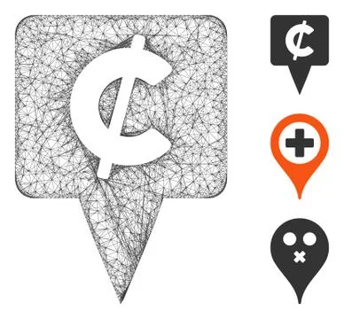 Cent Map Pointer Polygonal Web Vector Mesh Illustration Stock Illustration