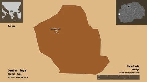 Centar Župa location. Macedonia. Solid patterned map Stock Footage 135450075