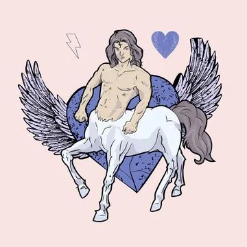 Centaur with heart Stock Illustration