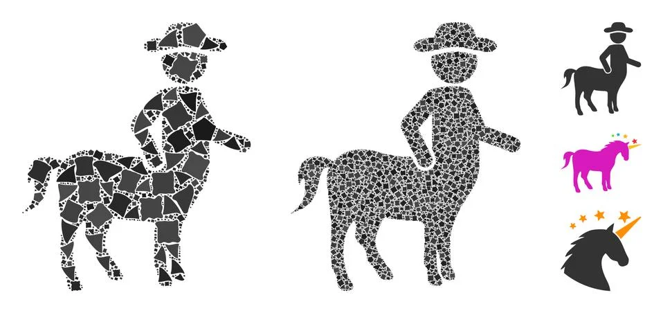Centaur Mosaic Icon of Humpy Elements 库存插图