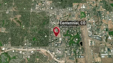 Centennial City Map Zoom (CO, USA) from Space to Earth Video stock 295382013