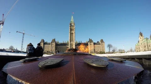 Centennial flame go pro ottawa winter 4k Stock Footage 71796937