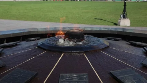 Centennial Flame monument in front of Parliament buildings in Ottawa, Canada. Stock Footage 319718969