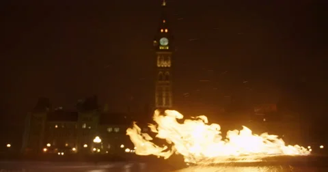 Centennial Flame at Night in Winter Vidéo 65528749