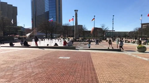 Centennial Olympic Park slow motion kids playing Stock Footage 238575200