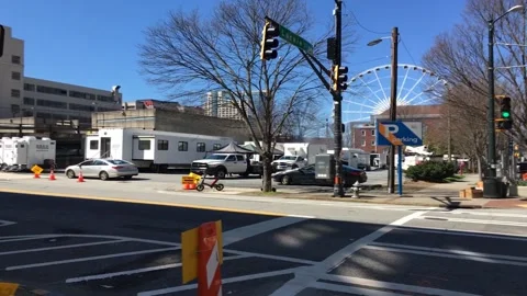 Centennial Olympic Park slow motion distant view Stock Footage 238575286