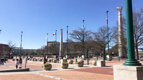 Centennial Olympic Park slow motion water fountains Stock Footage 238575292