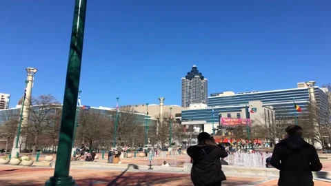Centennial Olympic Park slow motion people taking pictures Stock Footage 238575295