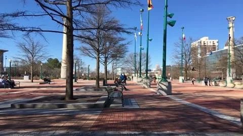 Centennial Olympic Park slow motion shaded section Stock Footage 238575296