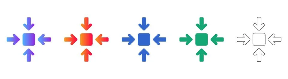 Center Alignment Focus Arrows Icon Set Stock Illustration