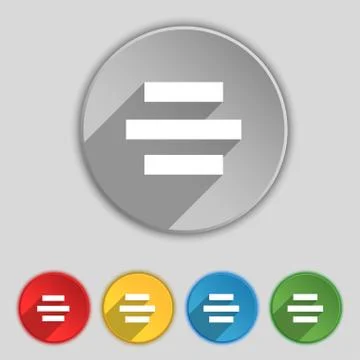 Center alignment icon sign. Symbol on five flat buttons. Vector イラスト素材