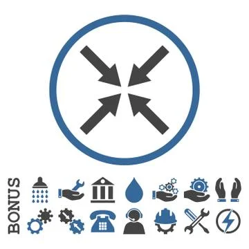 Center Arrows Flat Rounded Vector Icon With Bonus Stock Illustration