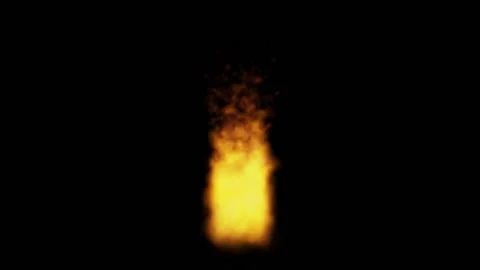 In the center of the black screen, a powerful column of fire soars up to the sky Stock Footage 150374113