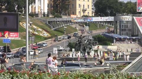 Center of The City Kiev Stock Footage 46182015