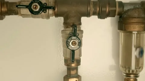 The center for control, distribution and purification of cold water in the house Stock Footage 297752700
