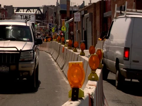 Center Divider, Traffic, Time lapse Roadwork Brooklyn Stock Footage 7756160