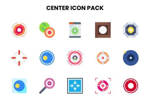 Center Flat Bundle Icons Pack Stock Illustration