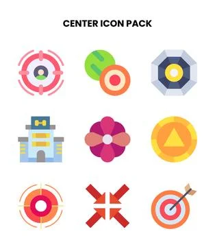 Center Flat Design Icons Pack Stock Illustration
