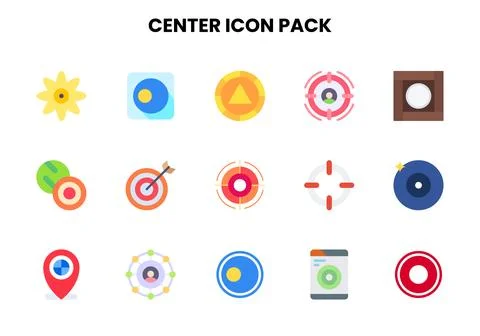 Center Flat Graphics Icons Pack Stock Illustration