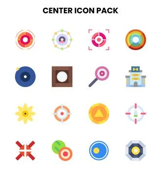 Center Flat Graphics Icons Pack Stock Illustration