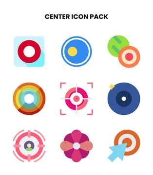 Center Flat Set Icons Pack Stock-Illustration