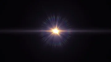 Center flickering star sun lights optical lens flares shiny animation art Stock Footage 85601360